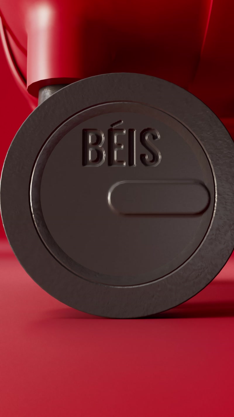 Roue de la valise rouge, logo Béis