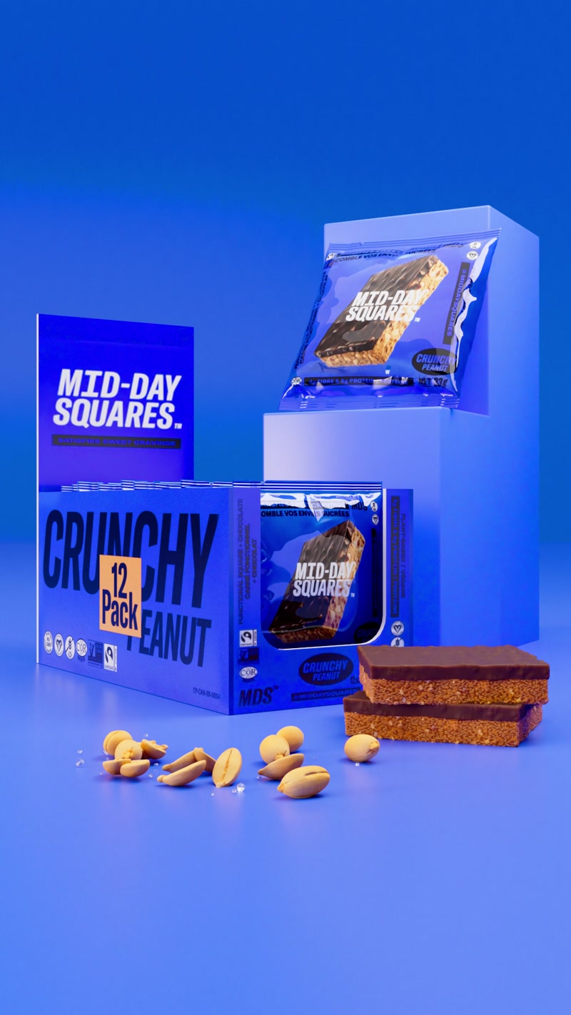 Packshot final : présentoir Costco, paquets et barres