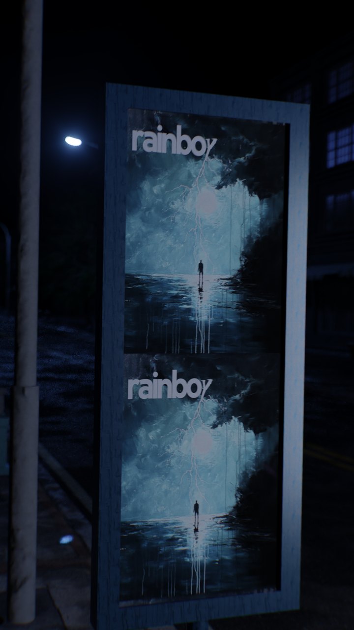 Affiche de l'album sous un lampadaire
